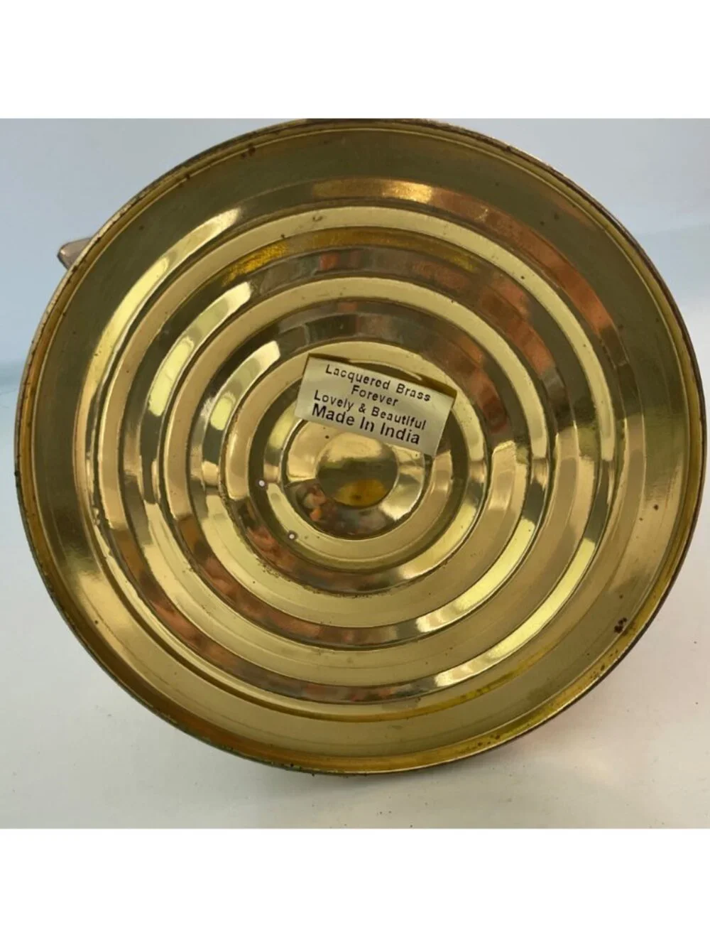 Vintage Lacquered Brass Hurricane Lantern Made in India Clean Glass Globe 12.5